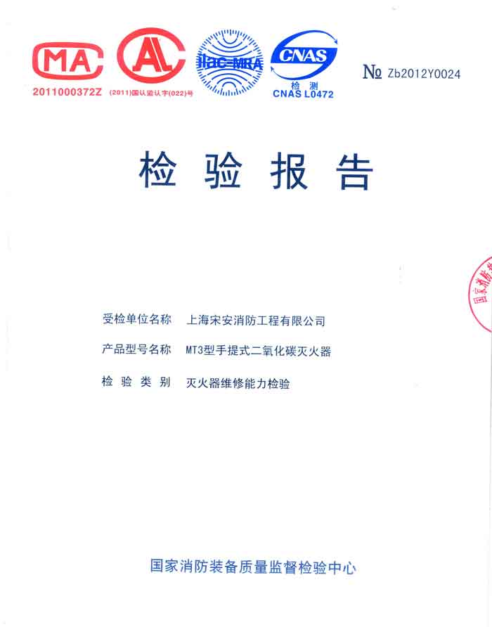 滅火器維修能力檢驗項目：MT3型手提式二氧化碳